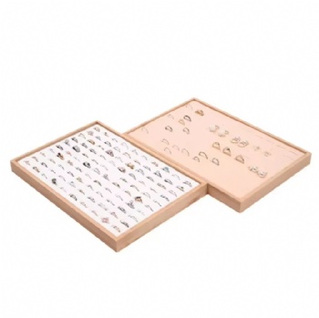  White Color High-Grade Ring Display Storage Box Ear Stud Rack Velvet Jewelry Tray with No Lid Wholesale Ring Container	