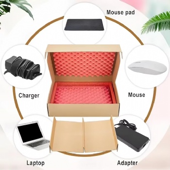  Laptop Shipping Box Shipping Container with Charger Box Foam Frame, 2 EPE Foam Inserts for Packing	