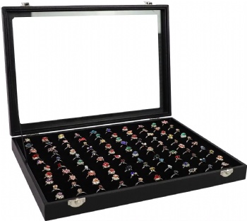 Jewellery Rings Holder Display Trays Velvet 100 Slot with Case Box Jewellery Storage Box  for Multiple Rings,Gift for Girls
