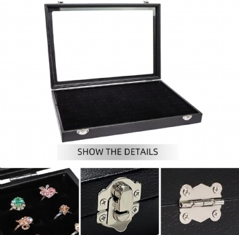  Jewellery Rings Holder Display Trays Velvet 100 Slot with Case Box Jewellery Storage Box  for Multiple Rings,Gift for Girls	