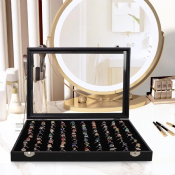  Jewellery Rings Holder Display Trays Velvet 100 Slot with Case Box Jewellery Storage Box  for Multiple Rings,Gift for Girls	