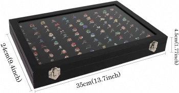  100 Slot Jewelry Displays Trays Set for Store Earring Necklace Storage Tray With Top Glass Lid,Black Velvet	