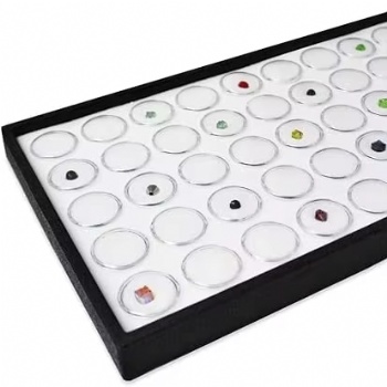 50 White Foam Gem with Stackable Tray, Watch Parts, Jewelry Findings Storage Box Organizer. Free Jewelry Polishing Cloth