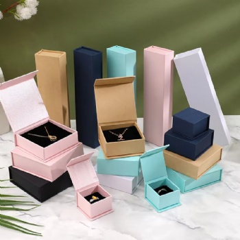  Custom Logo Magnetic Jewelry Gift Box EVA Foam Inserts Protective Cushioning Drawer Paper Package for Necklaces Drawings Elegant	