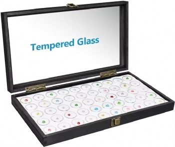 Acrylic Round Box Counter Exhibition Transparent Bare Stone Box Bare Diamond Color Jewel Box Tray Display with Cover