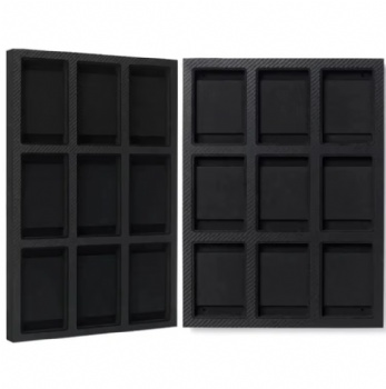  EVA Foam Insert Carbon Fiber 9 Slot Sports Trading Cards Wall Display for Psa Sports and Pokemo Cards, Photo Frame Display Case	