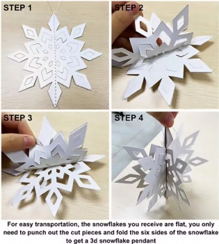  Snowflake Shaped 3D Decorative Paper Used for Holiday&Christmas Decorations Window Decorations	
