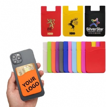  Custom Logo Printed Silicone Phone Case Wallet Stand Card Holder with Cell Phone Stickers Rubber Product	