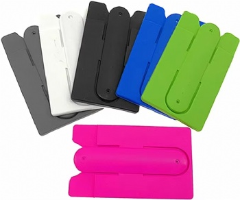 Custom Logo Bendable PVC Silicone Phone Card Holder Advertising Gift Promotion Cell Phone Sticker Adhesive Wallets Rubber