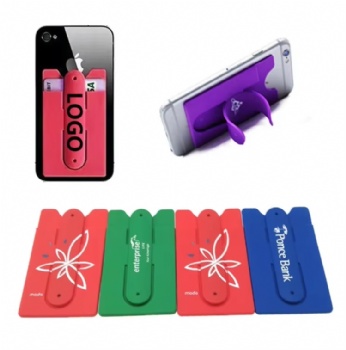  Custom Logo Bendable PVC Silicone Phone Card Holder Advertising Gift Promotion Cell Phone Sticker Adhesive Wallets Rubber	