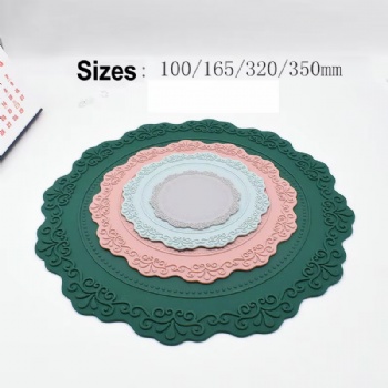  Creative Korean Retro Relief Pattern Food Grade Perkin Silicone Dining Table Mat	