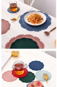  Creative Korean Retro Relief Pattern Food Grade Perkin Silicone Dining Table Mat	