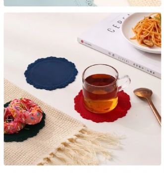 Creative Korean Retro Relief Pattern Food Grade Perkin Silicone Dining Table Mat	