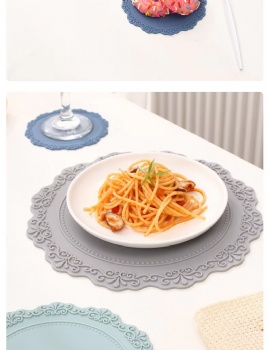  Creative Korean Retro Relief Pattern Food Grade Perkin Silicone Dining Table Mat	