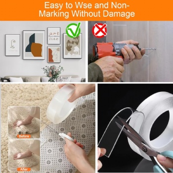  Transparent  Double-sided  Nano Adhesive Tape  for Hanging Pictures Posters Carpet Photos Installation	