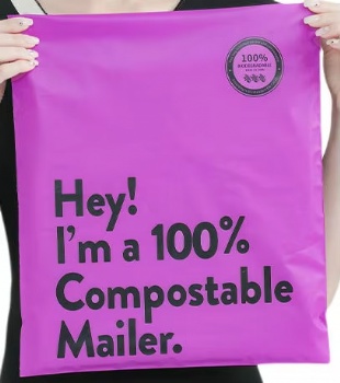  Customized Biodegradable Poly PLA Mailers Mailing Bag with Custom logo Printed	