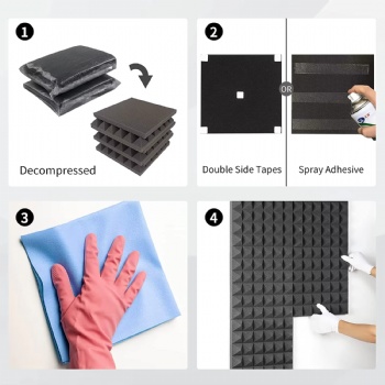  Sound Proof Mushroom Studio Wedge Tiles Acoustic Foam Panels for Wall	