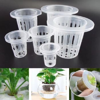 Clear Lightweight Plastic Biodegradable Round Mesh Net Pots Heavy Duty for Plants	