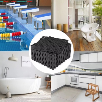  Interlocking Rubber Floor Drain Holes Non-Slip Splicing Drainage Mats for Deck, Kitchen, Drain Pool, Sauna Bath, Indoor Outdoor	