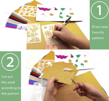  Colorful Handmade Crafts Glitter Foam Sheet  Used for Christmas Gift Box Packaging Birthday Party Decoration DIY Projects	